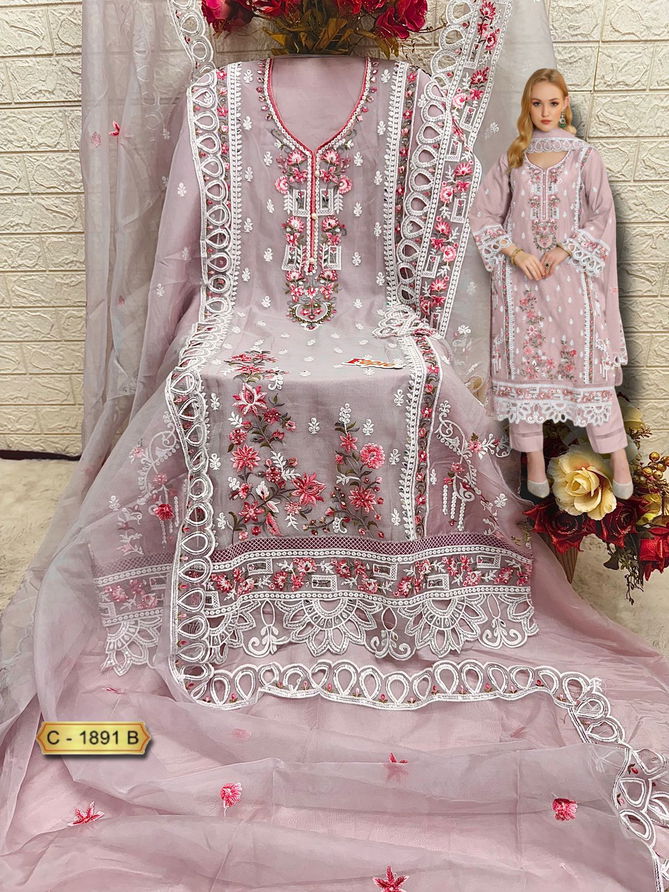 C1891 Rosemeen By Fepic Organza  Embroidery Pakistani Suits Orders In India